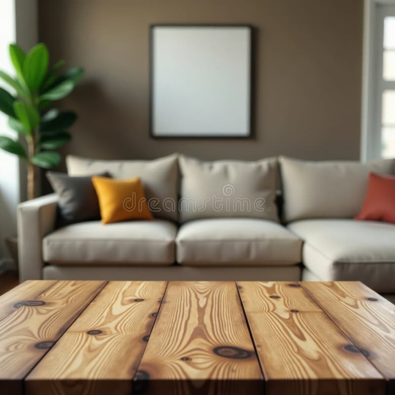 Sufragerie neclară pentru masă rustică din lemn Ideală pentru poziționarea produselor, cu lumină confortabilă royalty free illustration