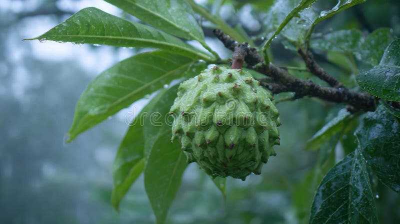 Sugar apple in light fog vector illustration