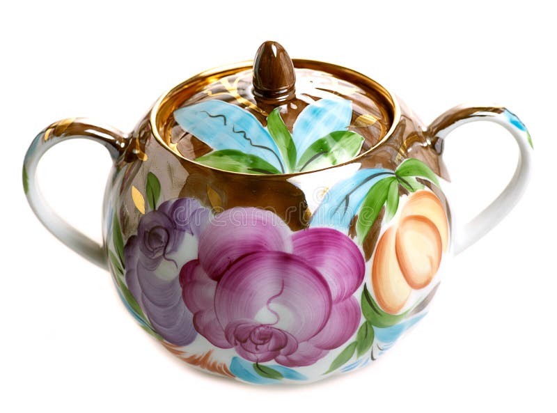 Floral pattern sugar bowl stock image. Image of flower 152837519