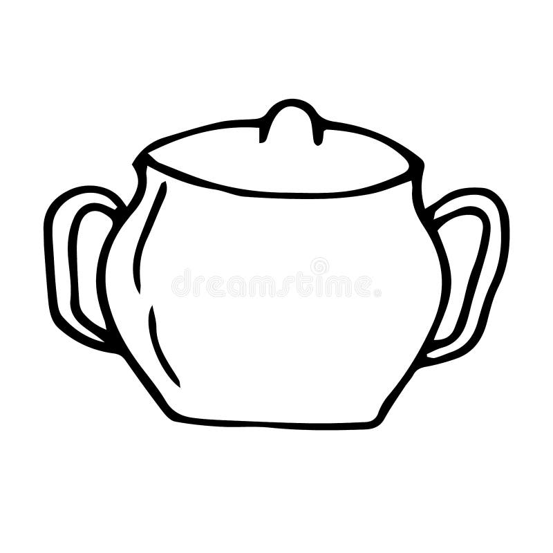 Sugar Bowl Vector Illustration, Hand Drawing Doodle Stock Vector