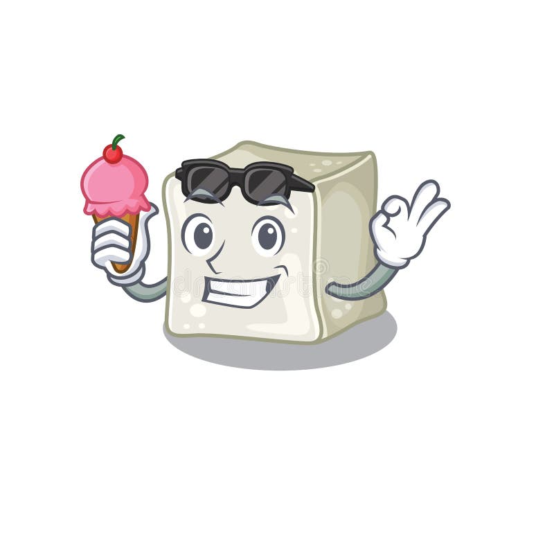Sugar Cube Mascot Cartoon Design with Ice Cream Stock Vector - Illustration  of container, cube: 169372571