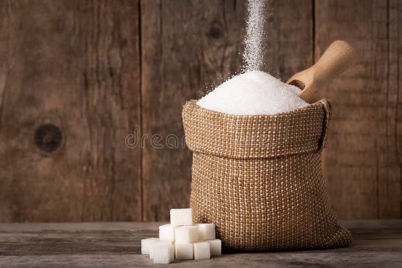 Sugar in burlap sack stock image. Image of scattered 137712357
