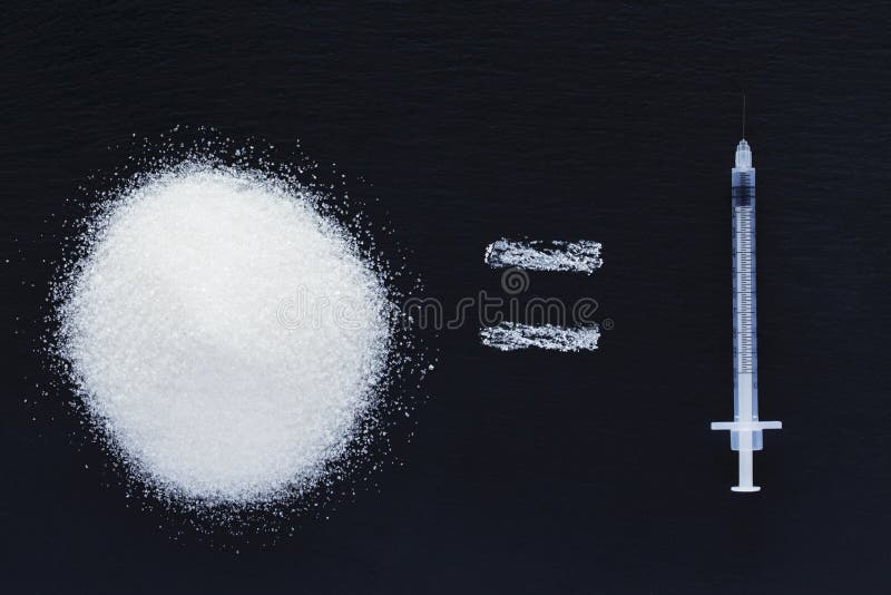 Sugar and insulin syringe stock image. Image of arrow 160354413