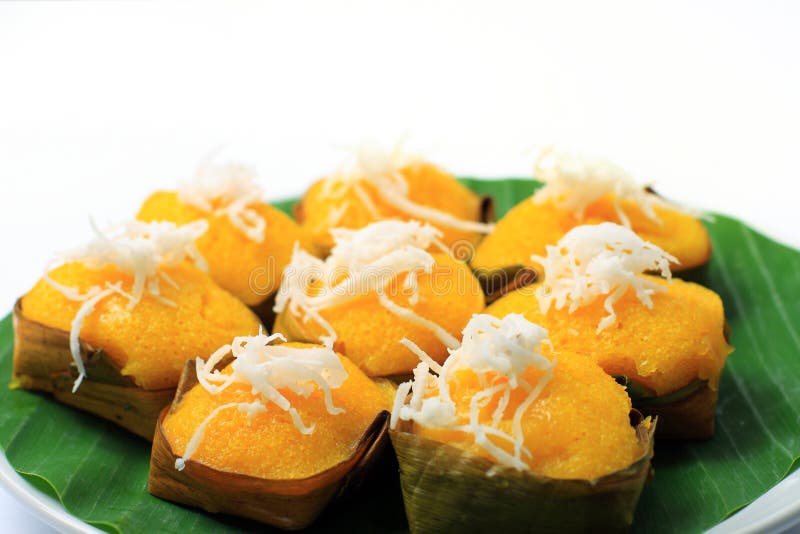 Dessert Thai Sweet Sugar Palm Cake with Coconut Stock Photo Image of