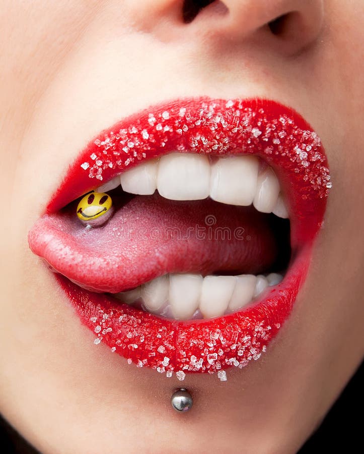 Sugar Red Lips Licking Tongue Stock Photo Image of beauty, teeth
