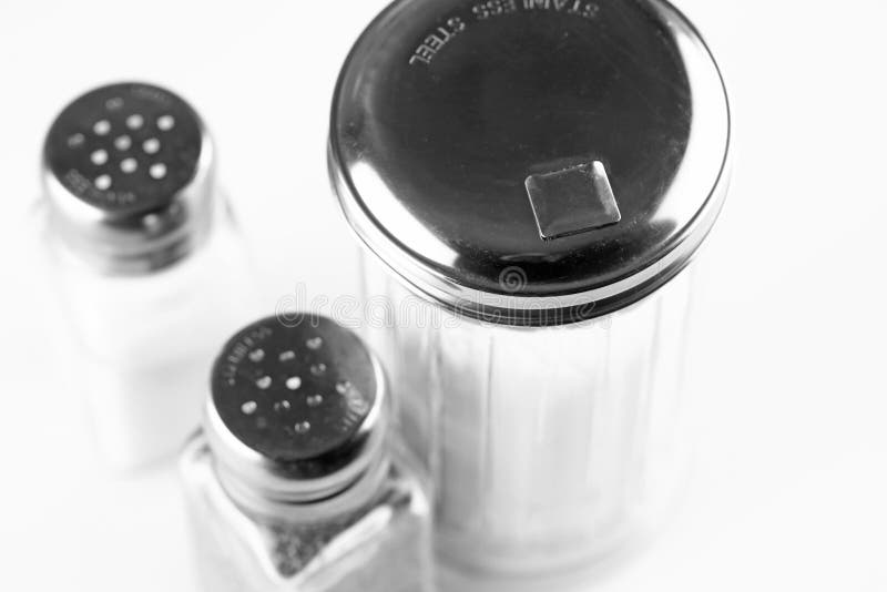 Sugar, Salt, and Pepper Shakers. Stock Photo Image of metal, spices