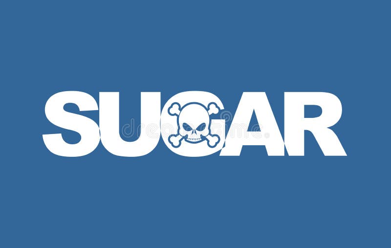 Sugar White Death. White Letters and Skull Stock Vector Illustration