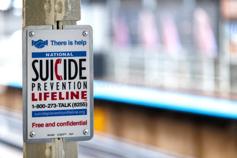 Suicide prevention in the subway station. Chicago, Illinois, USA : October 10, 2018 : World suicide prevention day - SUICIDE PREVENTION in the subway station royalty free stock images