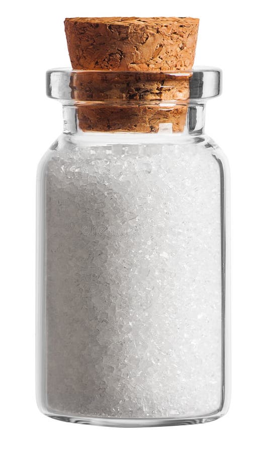 Suikerkruid in een kleine die fles op wit wordt geïsoleerd stock afbeelding Suikerkruid in een kleine die fles op wit wordt geïsoleerd stock afbeelding