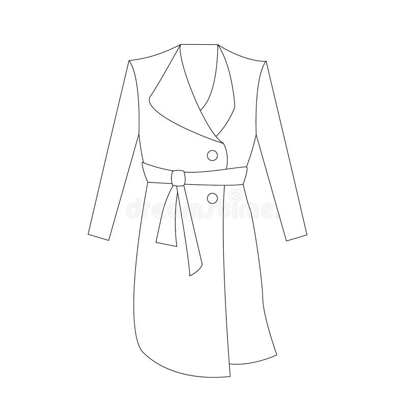 Vector Outline Illustration of a Raincoat or Coat. Stock Illustration ...