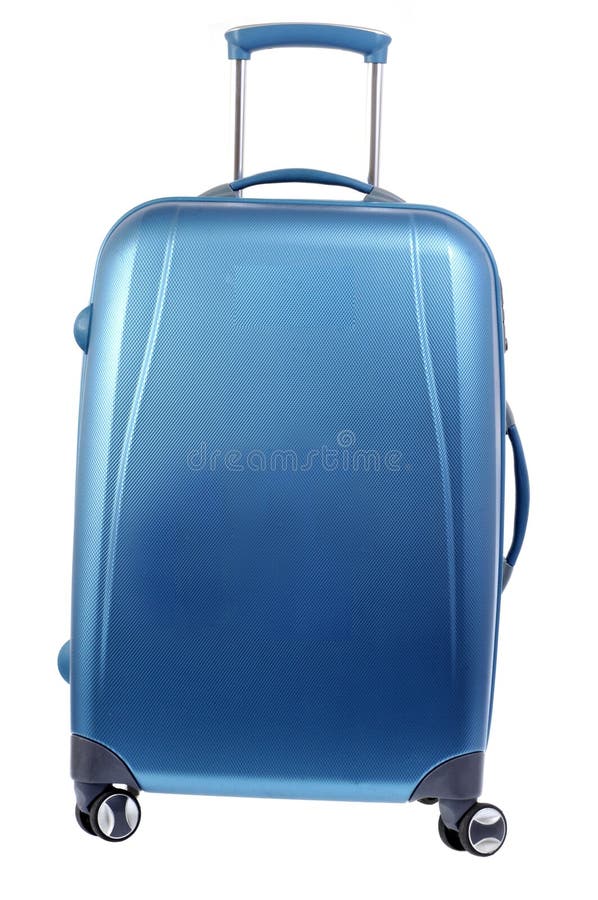 Blue suitcase with wheels stock photo. Image of suitcase - 138033102