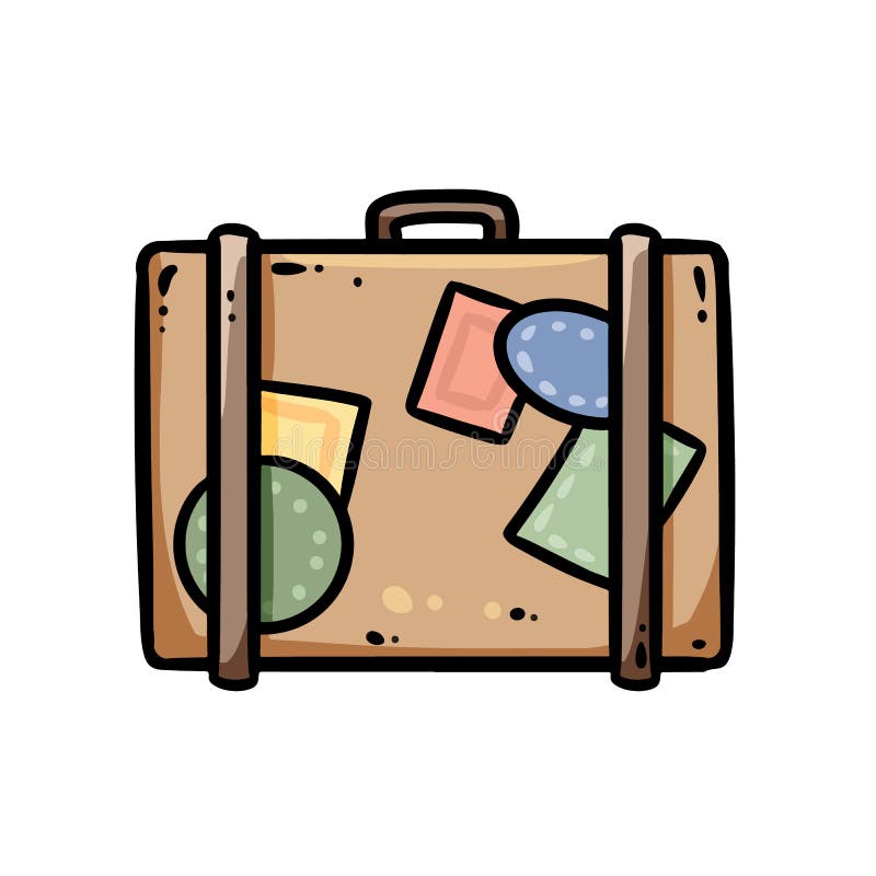 Suitcase Comic Style Cartoon Doodle Image. Tour and Travel Logo. Media  Highlights Graphic Symbol Stock Vector - Illustration of briefcase, emblem:  170556098