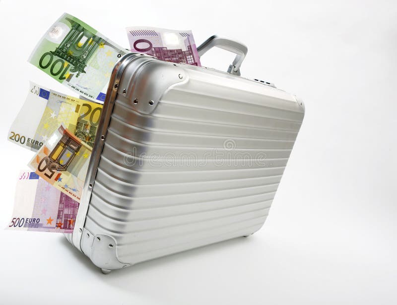 Suitcase with Euro bank notes royalty free stock image Suitcase with Euro bank notes royalty free stock image