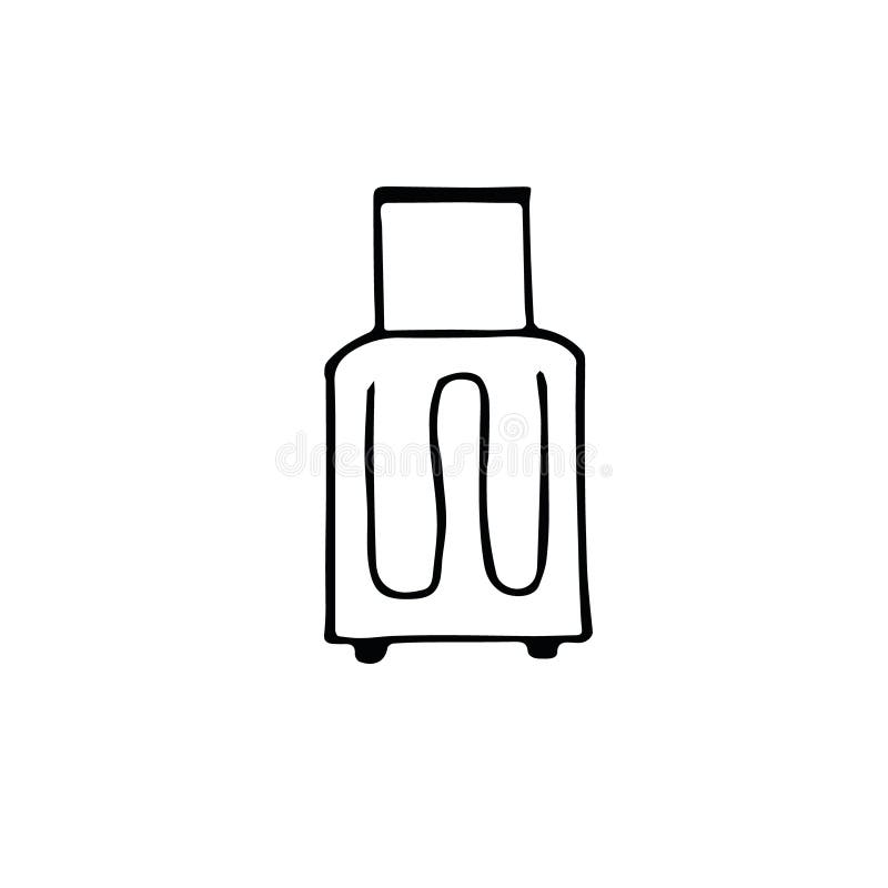 Suitcase Hand Drawn in Doodle Style. Scandinavian Simple Stock Illustration Illustration of