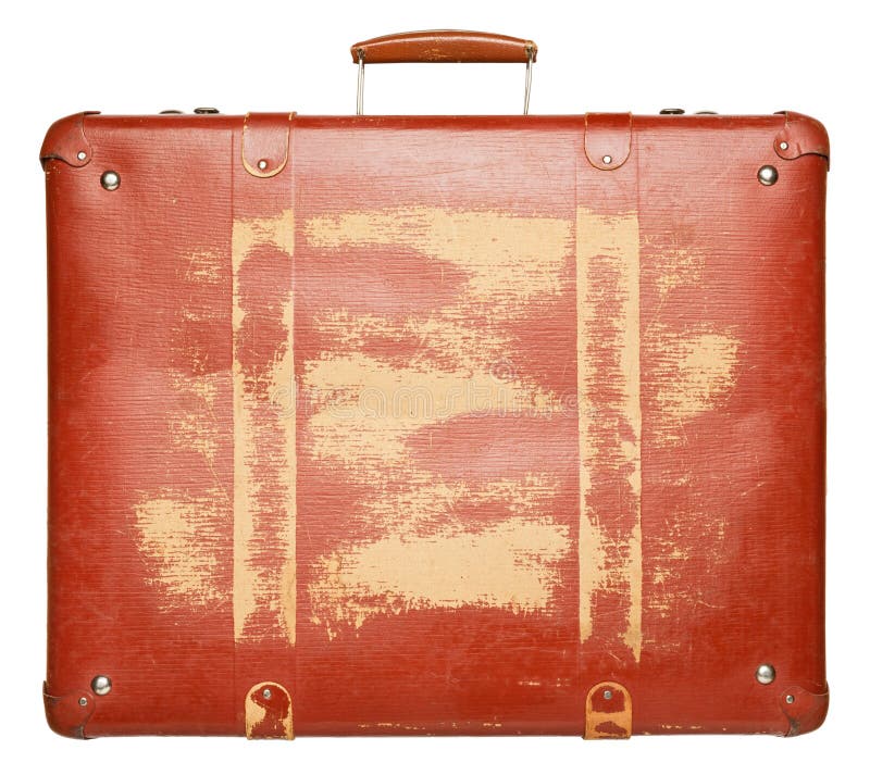 Vintage Leather Suitcase with Straps Isolated. Stock Image Image of