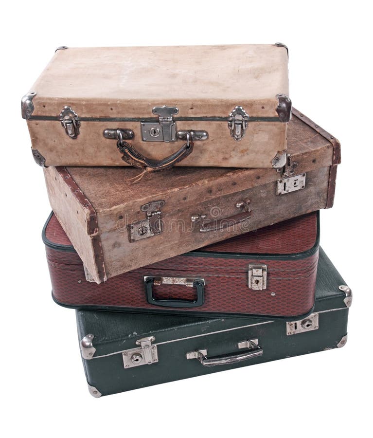 Leather suitcases stacked stock photo. Image of trip 36069484