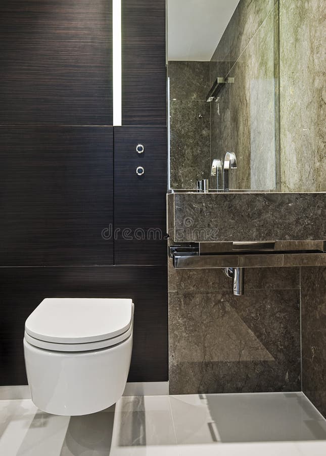 Brown marble bathroom stock photo. Image of bidet, line 11511070