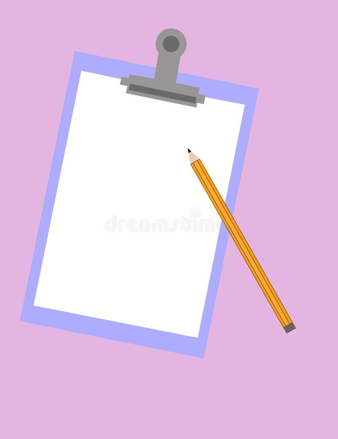 Ilustration of a clipboard with blank paper and a pencil. Ilustration of a clipboard with blank paper and a pencil.