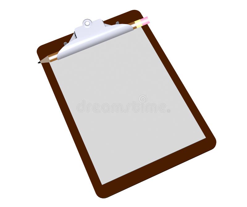 Blank clipboard with pencil on a white background. Blank clipboard with pencil on a white background