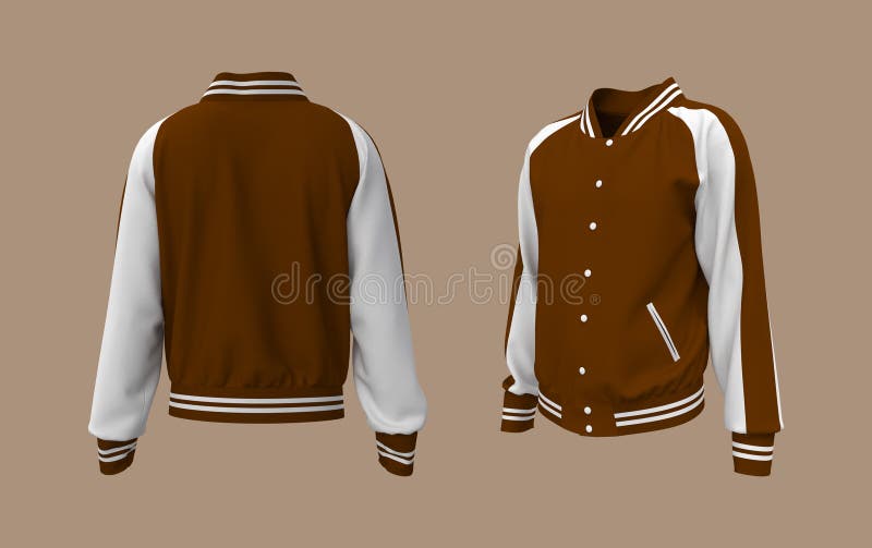 Sukajan Baseball Jacket Mockup in Front, Side and Back Views Stock