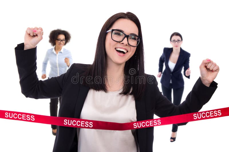 Sukcesu pojęcie - biznesowej kobiety mety skrzyżowanie odizolowywał o obrazy royalty free Sukcesu pojęcie - biznesowej kobiety mety skrzyżowanie odizolowywał o obrazy royalty free