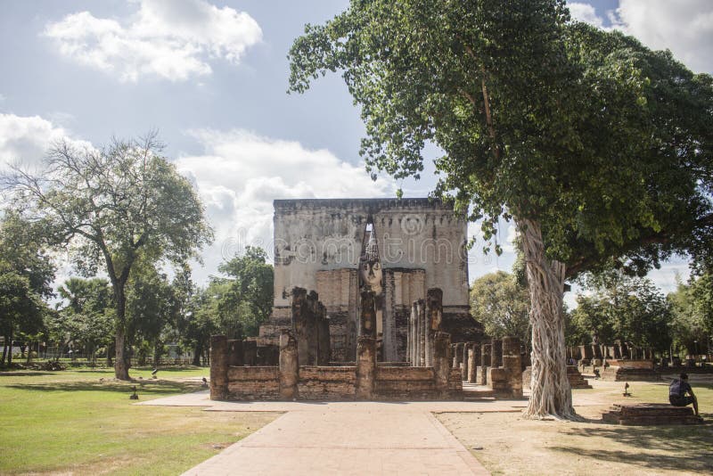Sukhothai, Ταϊλάνδη - το Νοέμβριο του 2017: Πανέμορφο άσπρο δέντρο δίπλα στο ναό Si Chum Wat ιστορικό sukhothai Ταϊλάνδη πάρκων στοκ φωτογραφία με δικαίωμα ελεύθερης χρήσης Sukhothai, Ταϊλάνδη - το Νοέμβριο του 2017: Πανέμορφο άσπρο δέντρο δίπλα στο ναό Si Chum Wat ιστορικό sukhothai Ταϊλάνδη πάρκων στοκ φωτογραφία με δικαίωμα ελεύθερης χρήσης