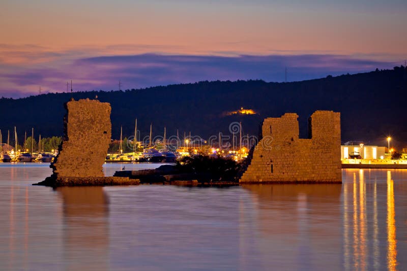 Sukosan old ruin on the sea sunset view