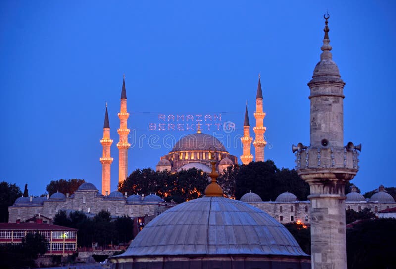 Suleymaniye mosque ramadan mahya istanbul