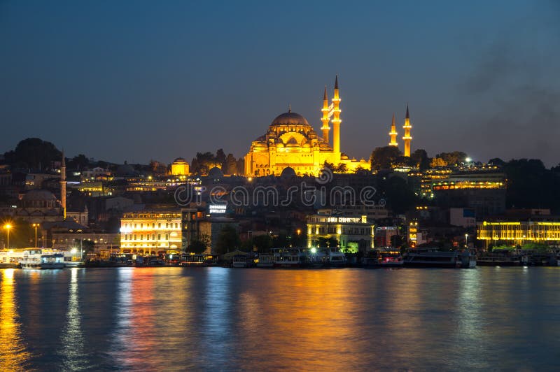 The Suleymaniye Mosque on sunset stock photo The Suleymaniye Mosque on sunset stock photo