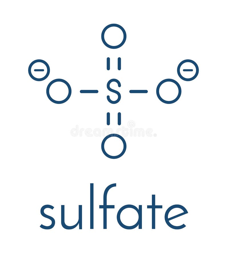 Sulfate anion, chemical structure. Skeletal formula.