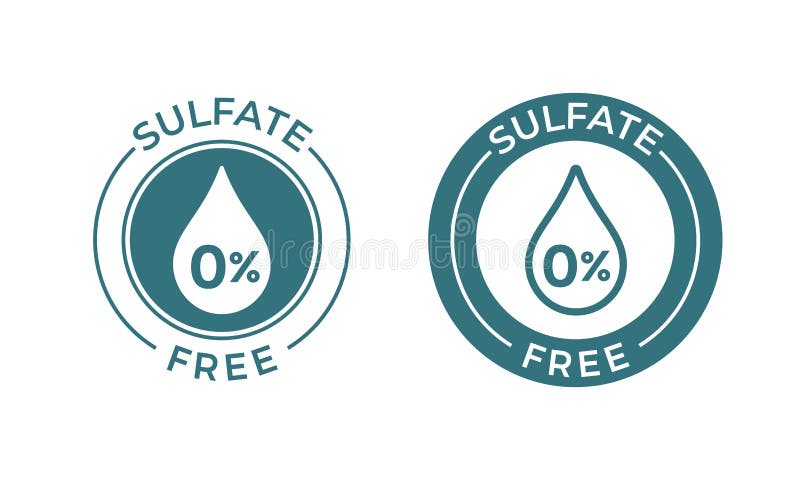 Sulfate free vector icon. Vector sodium and sulfate free product label, drop 0 percent warranty seal