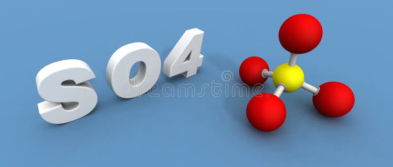 A 3d render of a sulfate molecule