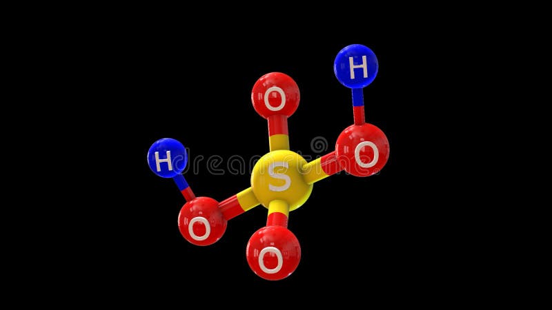 Sulfuric acid Chemical compound 3D Illustration royalty free illustration