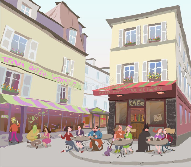 Sulle vie di Parigi illustrazione di stock Sulle vie di Parigi illustrazione di stock
