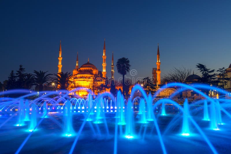 Fountain on sultanahmet area in evening time