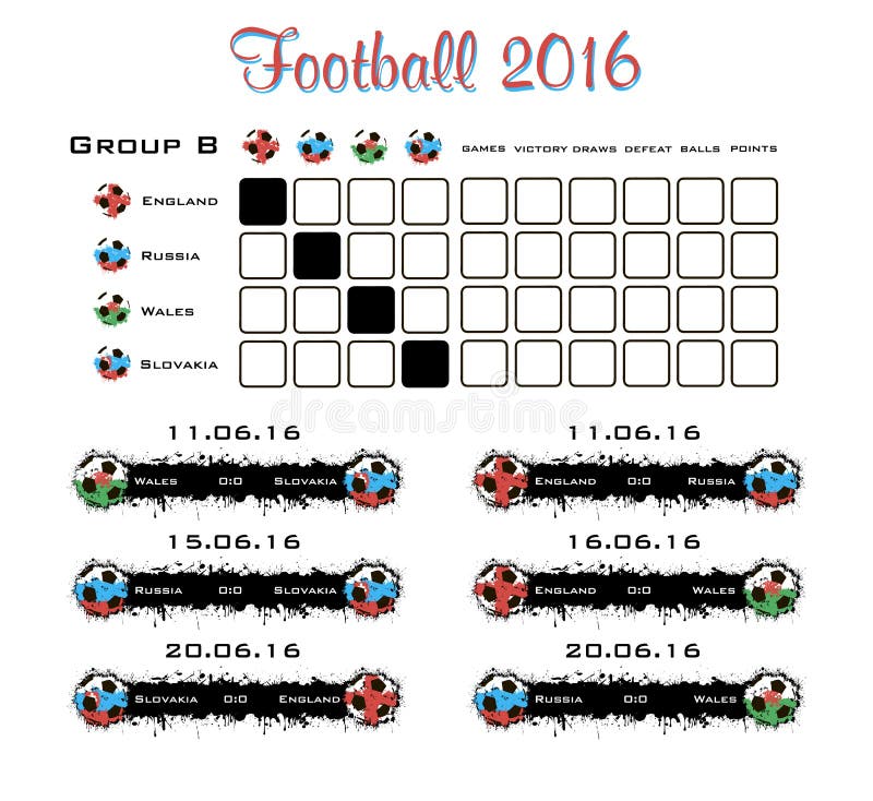 Summary table football championship Royalty Free Vector