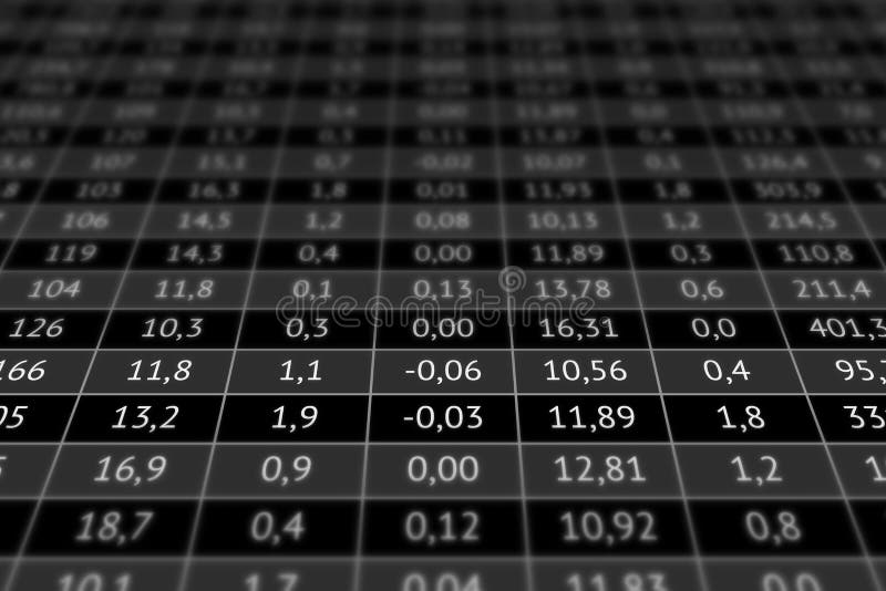Summary table with a lot of numerical data royalty free illustration