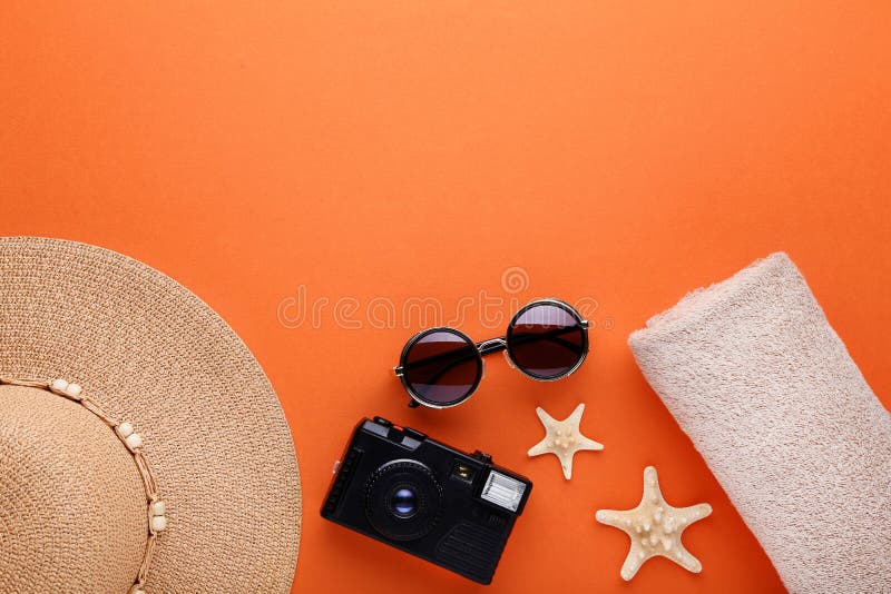 Summer Accessories with Camera Stock Photo - Image of color, clothes ...