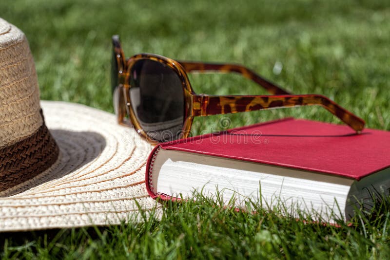 Summer Accessories on a Grass Stock Image Image of relaxation, book