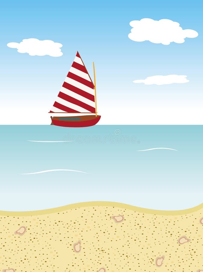 Summer background with boat sea and beach