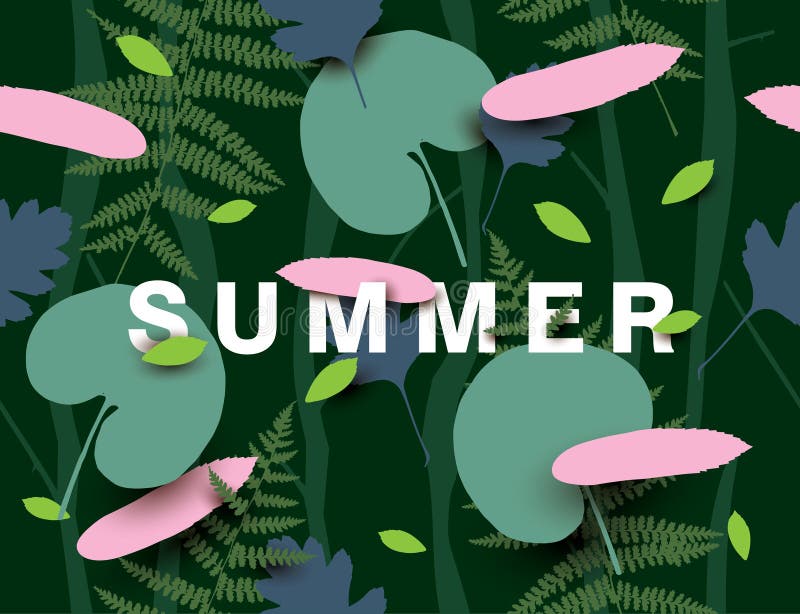 Summer background with different leaves. vector illustration