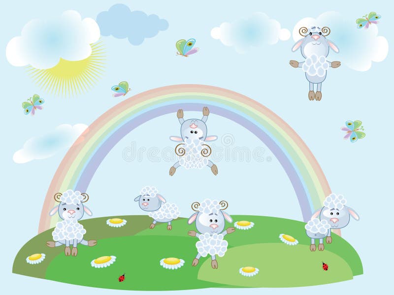 Summer background with sheep