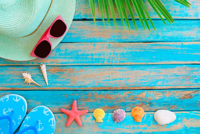 Summer Background with Beach Sand, Starfishs Coconut Leaves and Shells ...