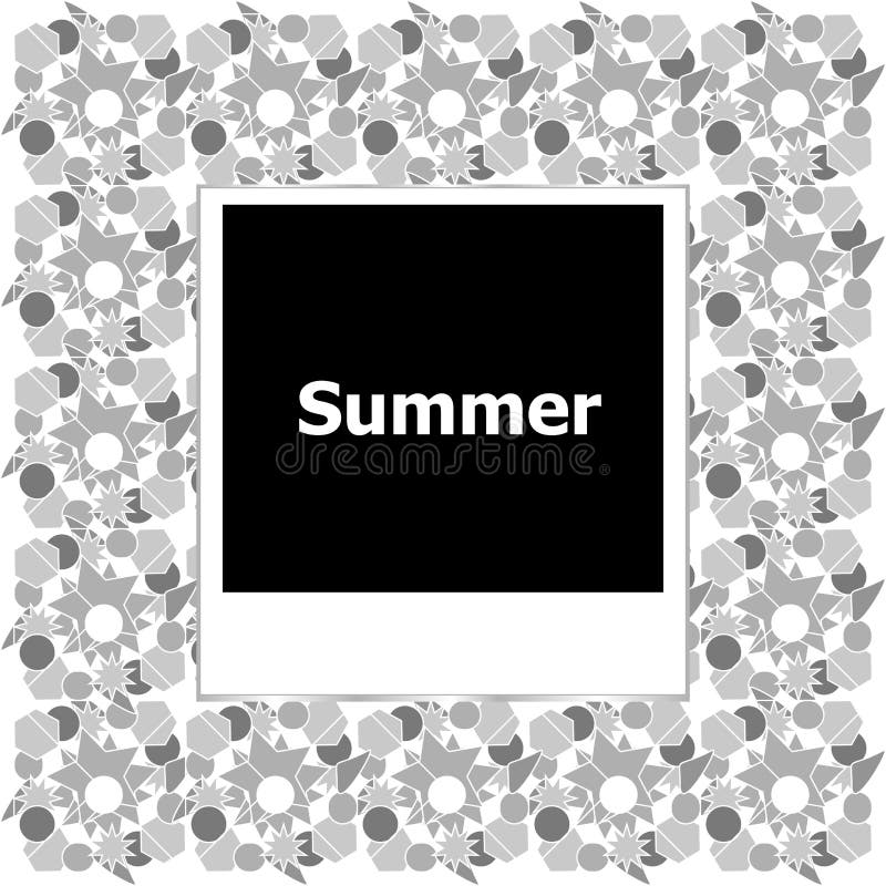 Summer background, summer words on empty photo frame, summer royalty free illustration