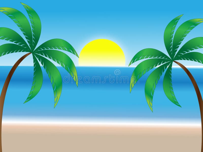 Tropical Scene (Vector) stock vector. Illustration of sunny - 9576203