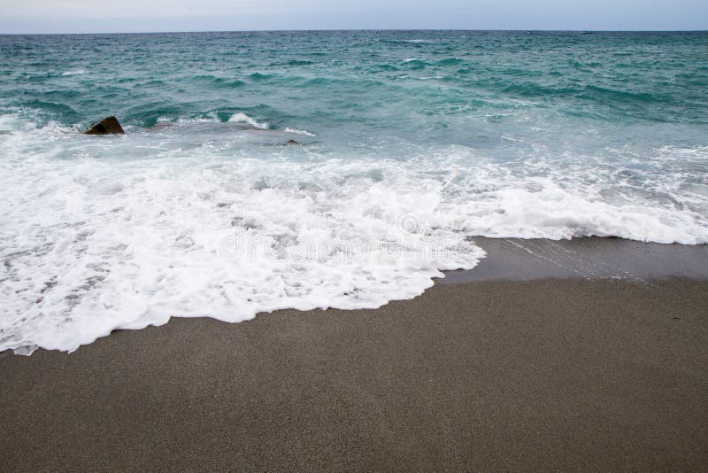 Summer with Beautiful Beach in Calabria and Waves Stock Image - Image