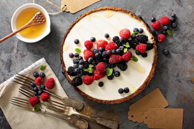 Summer berries and greek yogurt tart