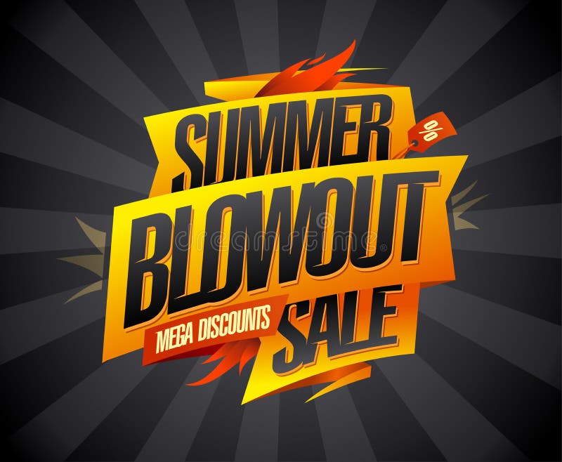 Summer blowout sale, mega discounts, vector advertising banner