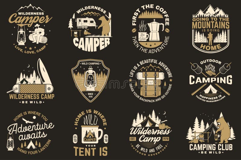 Wild Camping 3" Sublimation Patch Badge Camp Camper Adventure Tent Outdoors