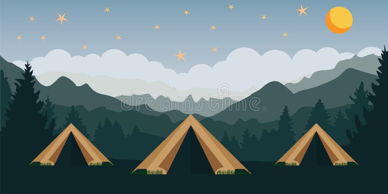 Summer camping high in the mountains vector illustration Summer camping high in the mountains vector illustration